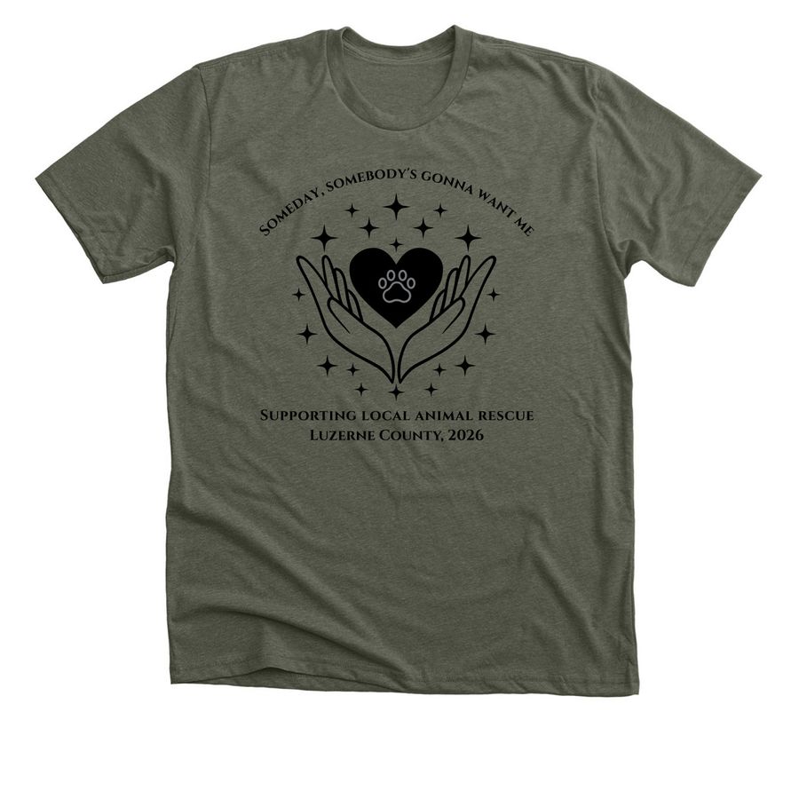 2026 Luzerne Co, PA Animal Rescue Fundraiser, a Heather Military Green Premium Unisex Tee
