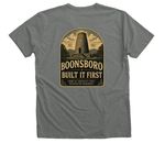 Boonsboro Built it First T-Shirt&nbsp;, a Deep Heather Premium V-Neck Tee (back-view)