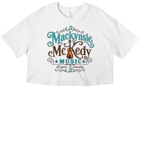 Mackynsie Turquoise Logo Shirt, a White Women?s Cropped Cotton Tee