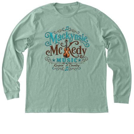 Mackynsie Turquoise Logo Shirt, a Heather Dusty Blue Premium Long Sleeve Tee