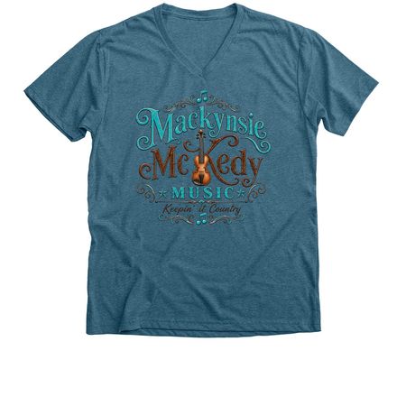 Mackynsie Turquoise Logo Shirt, a Heather Deep Teal Premium V-Neck Tee