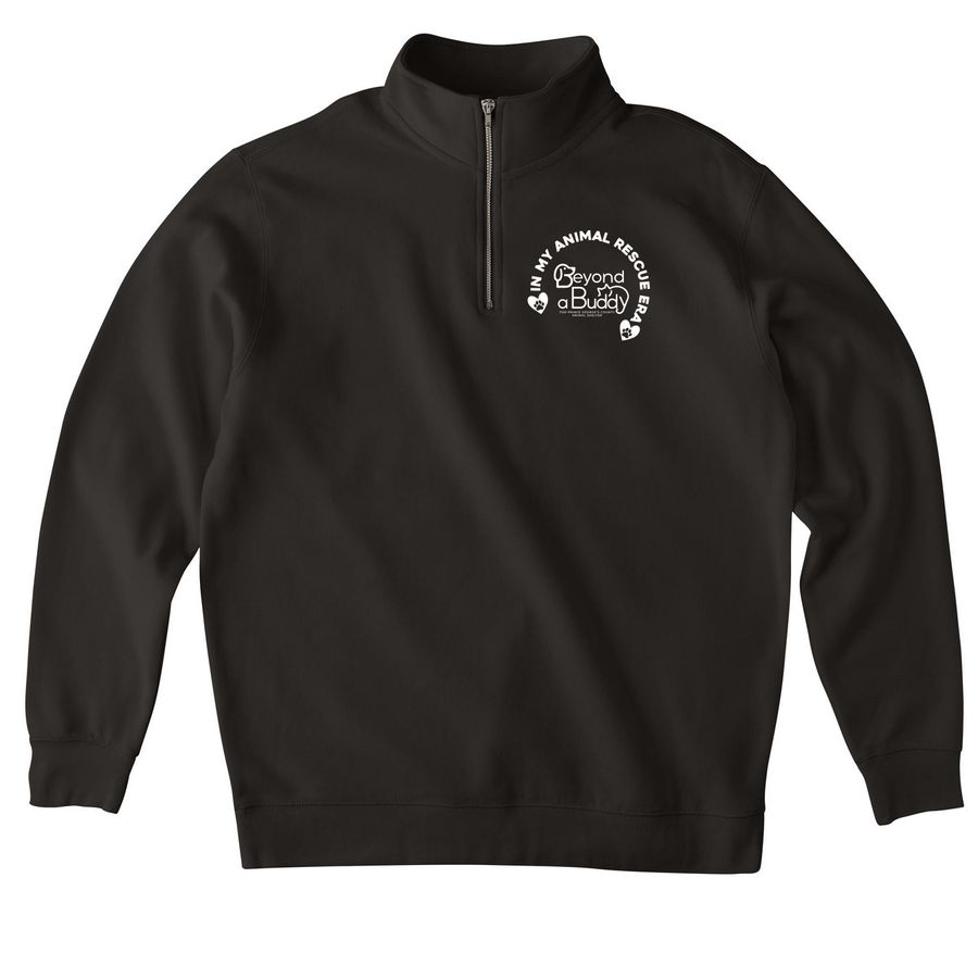 In My Rescue Era, a Black Midweight Quarter Zip Pullover