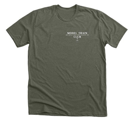 MODEL TRAIN CLUB, a Heather Military Green Premium Unisex Tee