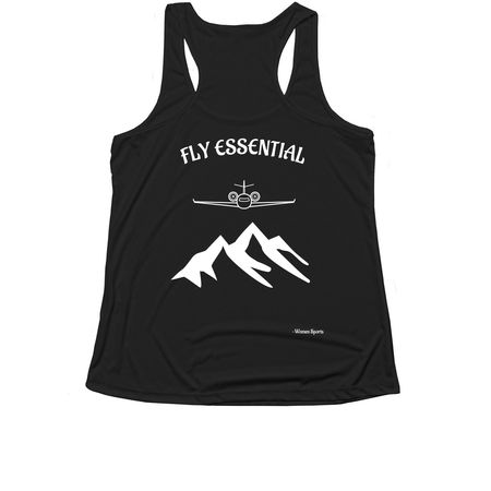 FLY ESSENTIAL- TANK TOP&nbsp;, a Black Women's Performance Tank (back-view)