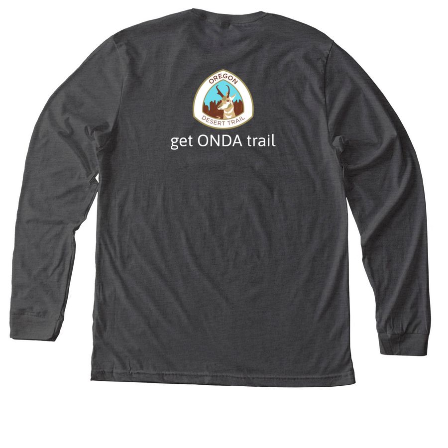 ODT - Get ONDA Trail, a Dark Grey Heather Premium Long Sleeve Tee (back-view)