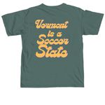 3 Championships : Vermont is a Soccer State&nbsp;, a Blue Spruce Comfort Colors Unisex Tee (back-view)