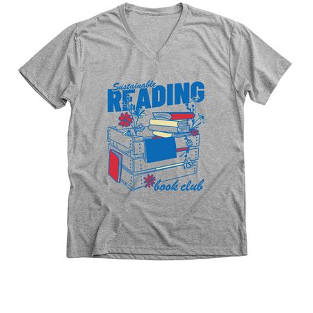 Sustainable Reading Book Club (front design), a Athletic Heather Premium V-Neck Tee