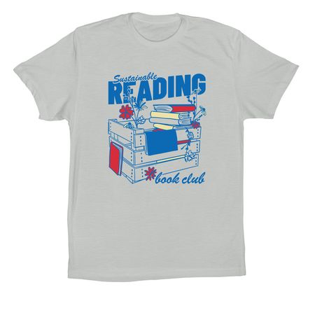 Sustainable Reading Book Club (front design), a Silver Premium Cotton Tee