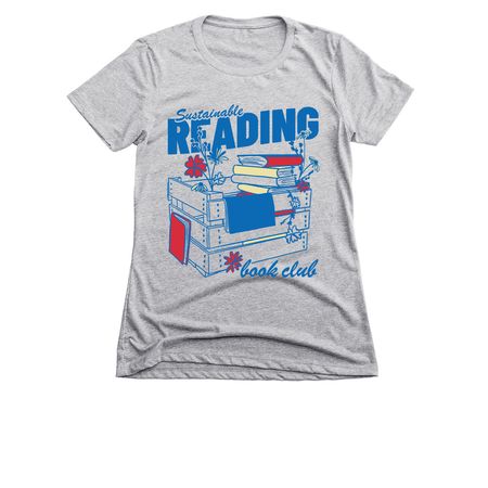 Sustainable Reading Book Club (front design), a Dark Heather Grey Women's Slim Fit Tee
