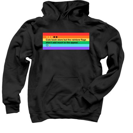 "Too many rainbow flags" (dark rainbow), a Black Pullover Hoodie