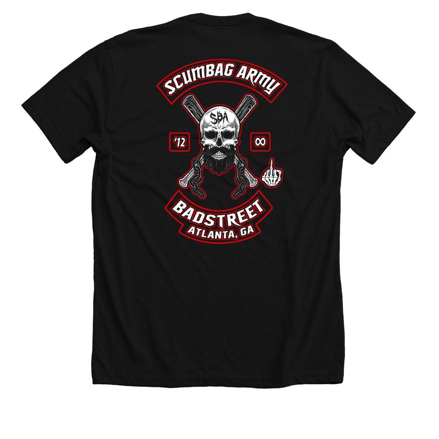 SBA Badstreet, a Solid Black Blend Premium Unisex Tee (back-view)