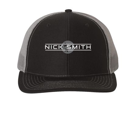 Trucker Hat, a Black/ Charcoal Printed Snapback Trucker Cap