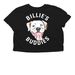 BB - Dual Logo Collection, a Black Women?s Flowy Cropped Tee (back-view)