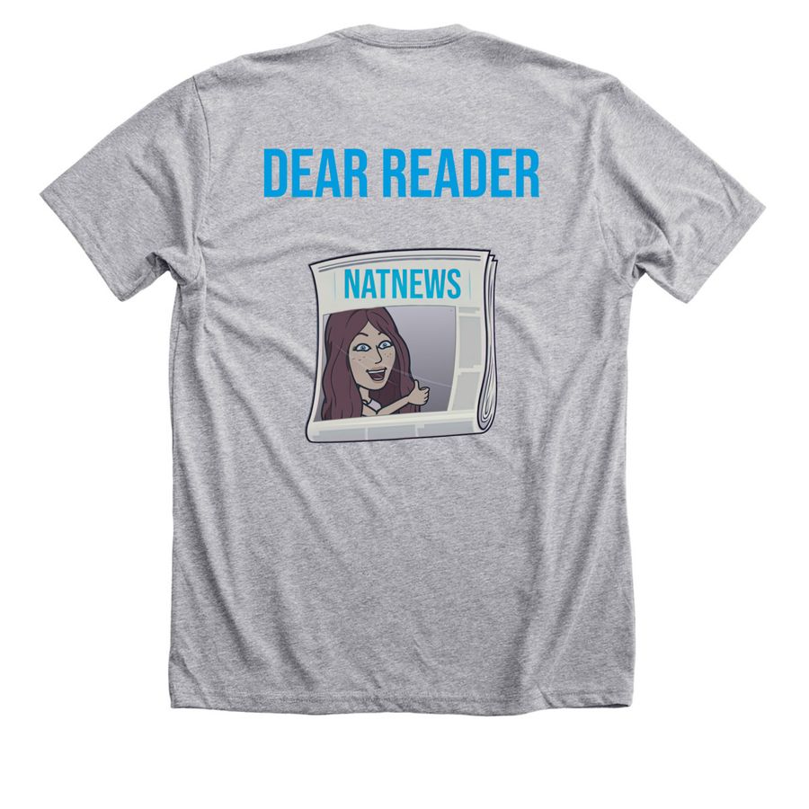 NatNews Fundraiser for Love One International, a Athletic Heather Premium Unisex Tee (back-view)