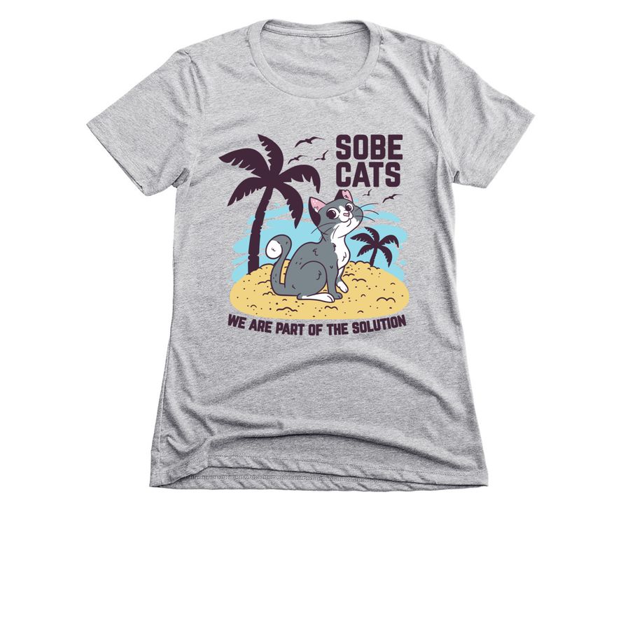 SoBe Cats, a Dark Heather Grey Women's Slim Fit Tee