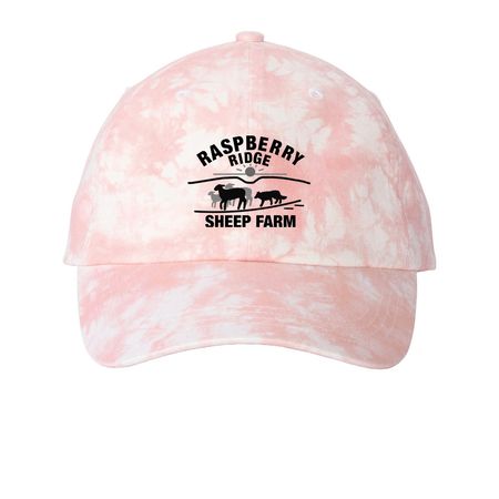 RRSF Logo Hat, a Light Pink Printed Tie Dye Baseball Hat
