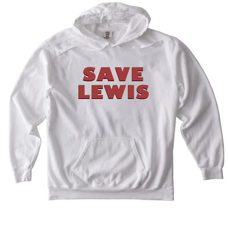 Save Lewis Logo Red, a White Comfort Colors Pullover Hoodie