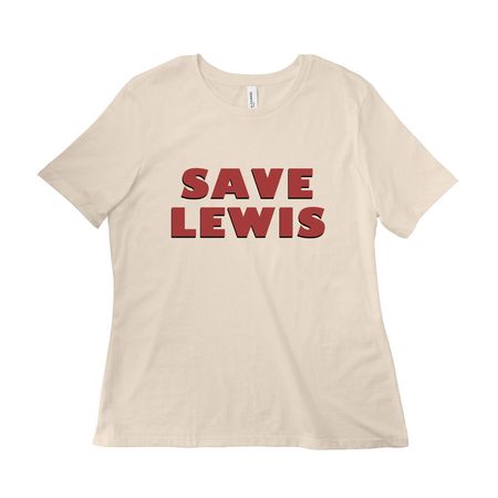 Save Lewis Logo Red, a Natural Women?s Relaxed Cotton Tee