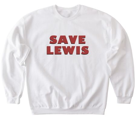 Save Lewis Logo Red, a White Softstyle Crewneck Sweatshirt