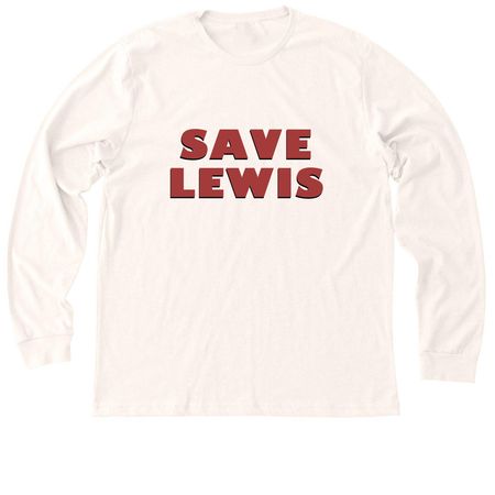 Save Lewis Logo Red, a Heather Natural Premium Long Sleeve Tee