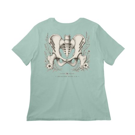 Vintage PAO Pelvis Tee, a Dusty Blue Women?s Relaxed Cotton Tee