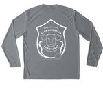 Sage Mountain Activewear, a Grey Concrete Unisex Performance Long Sleeve Tee (back-view)