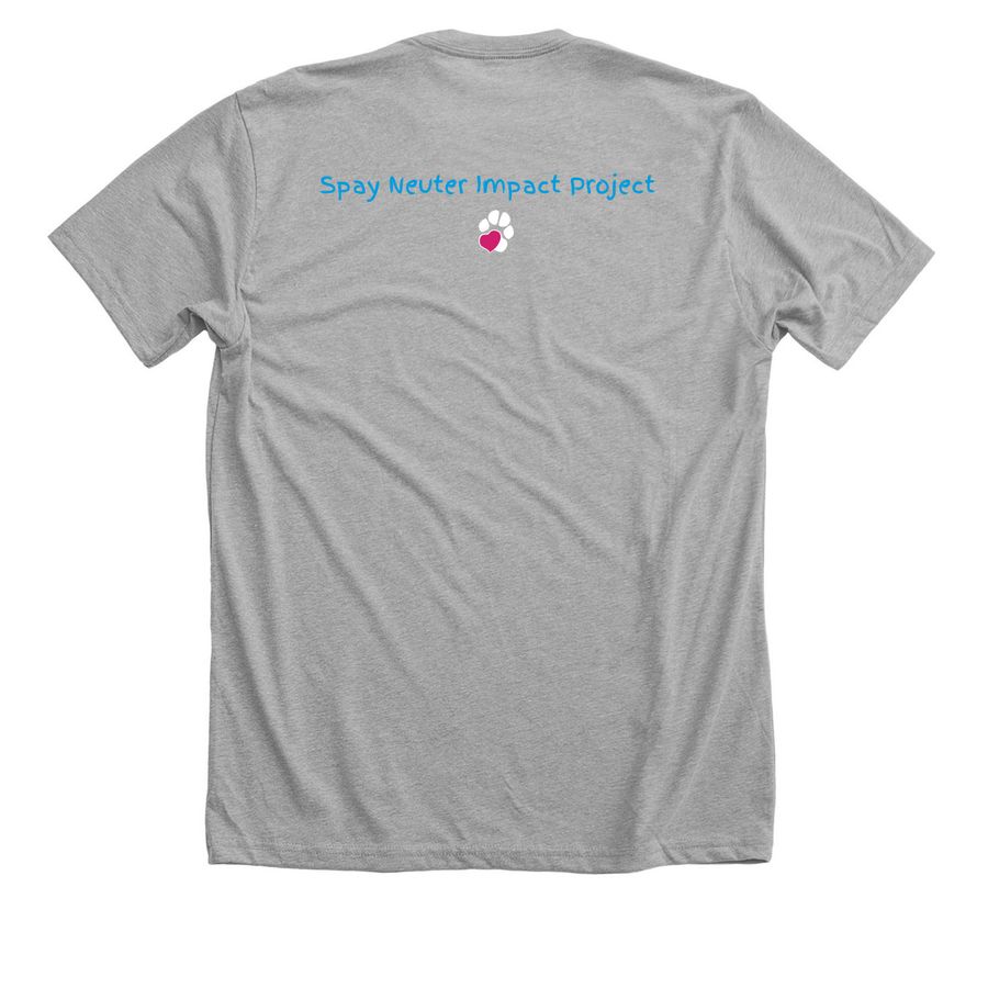 SPAY + NEUTER, a Athletic Heather Premium Unisex Tee (back-view)