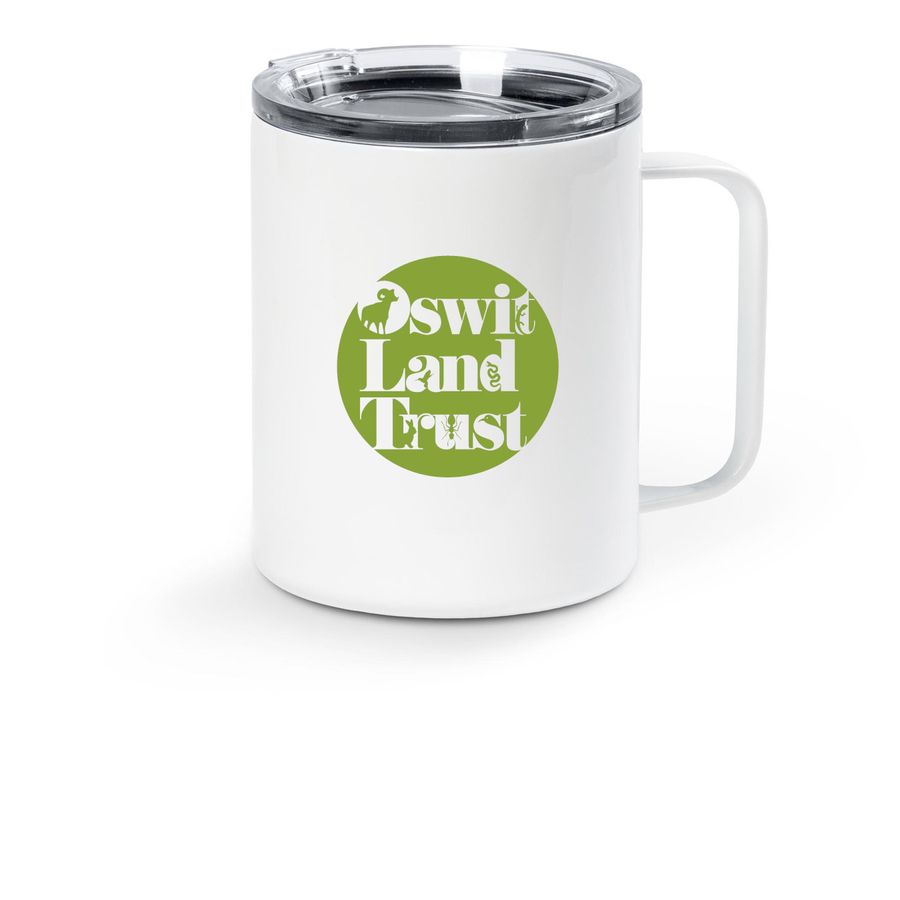 Oswit Land Trust - 10 oz Travel Mug, a White Stainless Steel Travel Mug