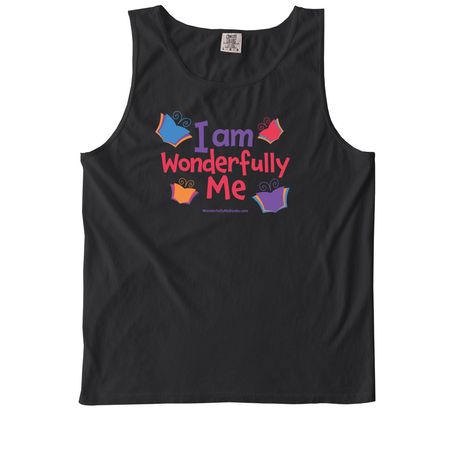 Wonderfully Me Butterfly Book, a Black Comfort Colors Tank Top