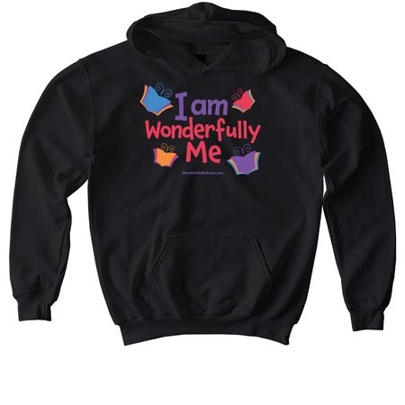 Wonderfully Me Butterfly Book, a Black Softstyle Youth Pullover Hoodie
