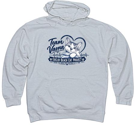 Team Vaona ~ Helping Cats Through Complex Med, a Grey Heather Midweight Pullover Hoodie