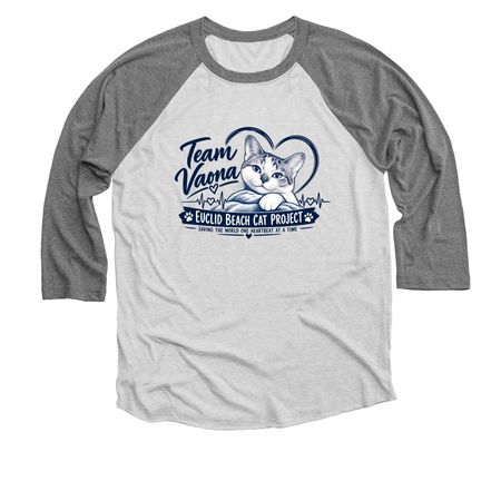 Team Vaona ~ Helping Cats Through Complex Med, a Premium Heather and Heather White 3/4 Sleeve Baseball Tee