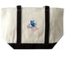Soccer Pug Tote, a Natural/Black Large Two-Tone Canvas Tote Bag (back-view)
