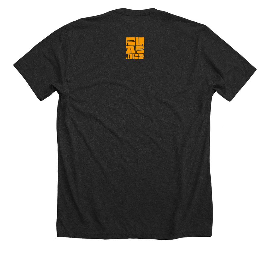 Rise Up Against Racism, a Dark Grey Heather Premium Unisex Tee (back-view)