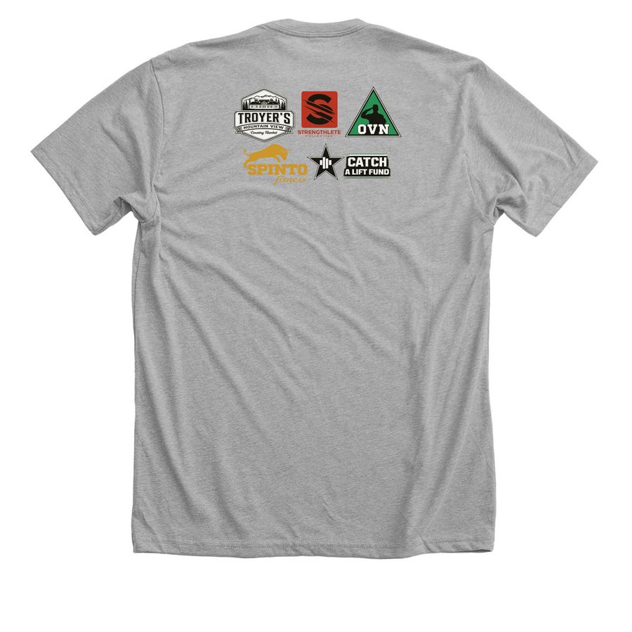 Help me get to USS Pro International, a Athletic Heather Premium Unisex Tee (back-view)