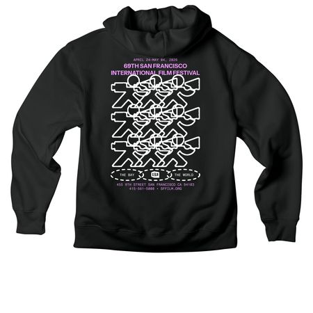 2026 SFFILM Festival Hoodie, a Vintage Black Premium Heavyweight Pullover Hoodie (back-view)