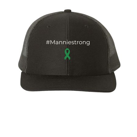 Mannie Support Squad Fundraiser, a Black Printed Snapback Trucker Cap