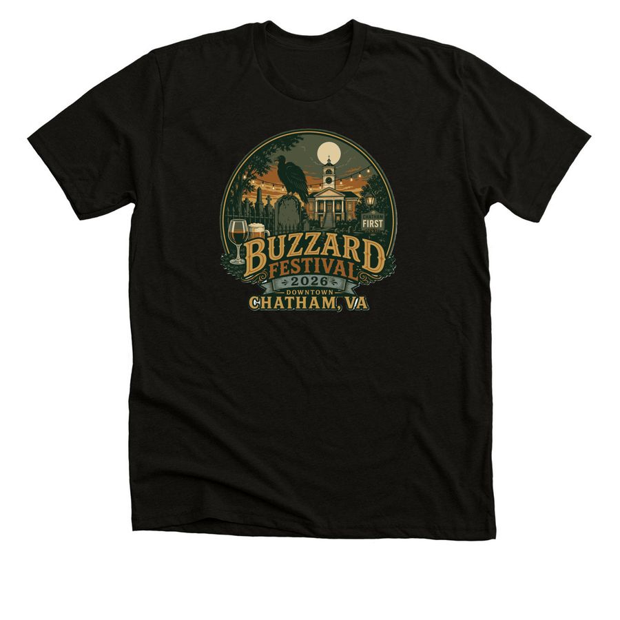 2026 Buzzard Festival T-shirt, a Black Heather Premium Unisex Tee