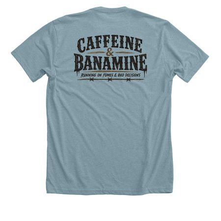 Caffeine & Banamine, a Heather Blue Lagoon Premium Unisex Tee