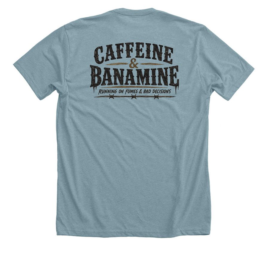 Caffeine & Banamine, a Heather Blue Lagoon Premium Unisex Tee