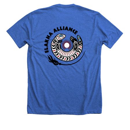 Elakha Alliance Shirts w/ Logo on Front/Back, a Heather True Royal Premium Unisex Tee (back-view)