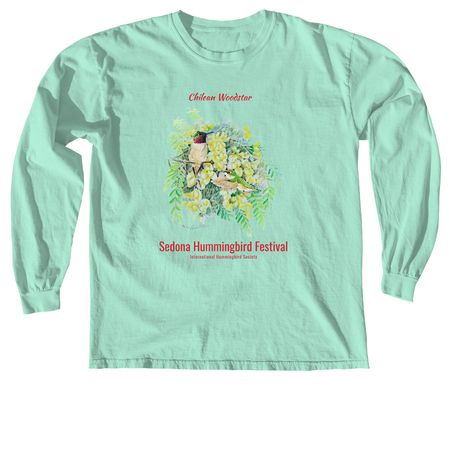Chilean Woodstar 2026 Sedona Hummingbird Fest, a Island Reef Comfort Colors Long Sleeve Tee