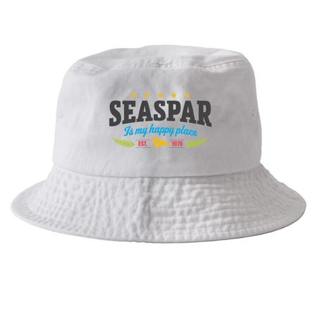 SEASPAR Is My Happy Place ? 50th Anniversary, a White Printed Bucket Hat