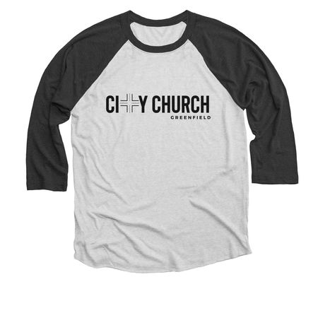City Church Original, a Black and Heather White 3/4 Sleeve Baseball Tee