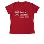Volunteer Activewear, a True Red Women's Performance Tee (back-view)