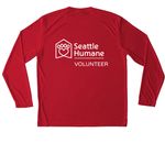 Volunteer Activewear, a True Red Unisex Performance Long Sleeve Tee (back-view)