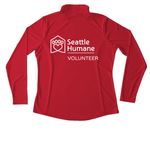 Volunteer Activewear, a True Red Women's Performance Quarter Zip Pullover (back-view)