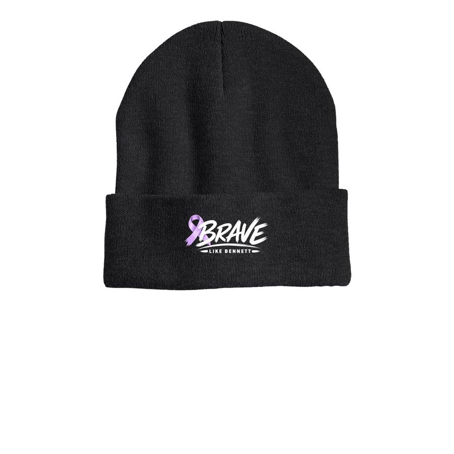 Brave like Bennett Beanies, a Heather Charcoal Printed Cuffed Beanie