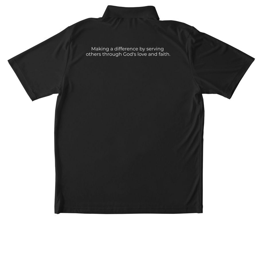 Grace Polo, a Black Unisex Performance Polo (back-view)