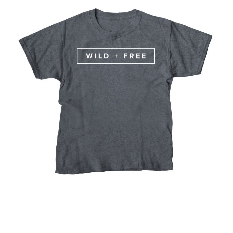 Wild + Free Youth Apparel White Rectangle, a Dark Heather Youth Unisex Tee